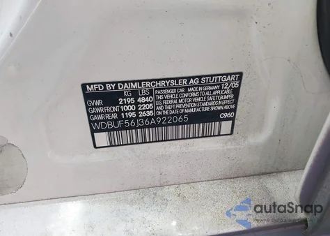 2006 Mercedes-Benz E-Class из США, поврежденный, VIN WDBUF56J36A922065